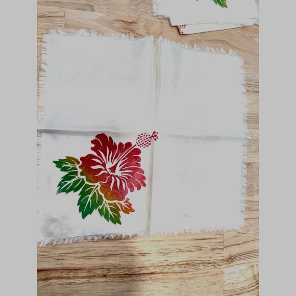 Vintage Hawaiian Islands Map Satin Tablecloth 39x40 + 4 Napkins Deadstock - Picture 3 of 13